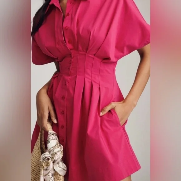 Anthropologie x Exquise The Tobie Button-Front Pleated Shirt Dress Size XL NWT - Picture 4 of 11